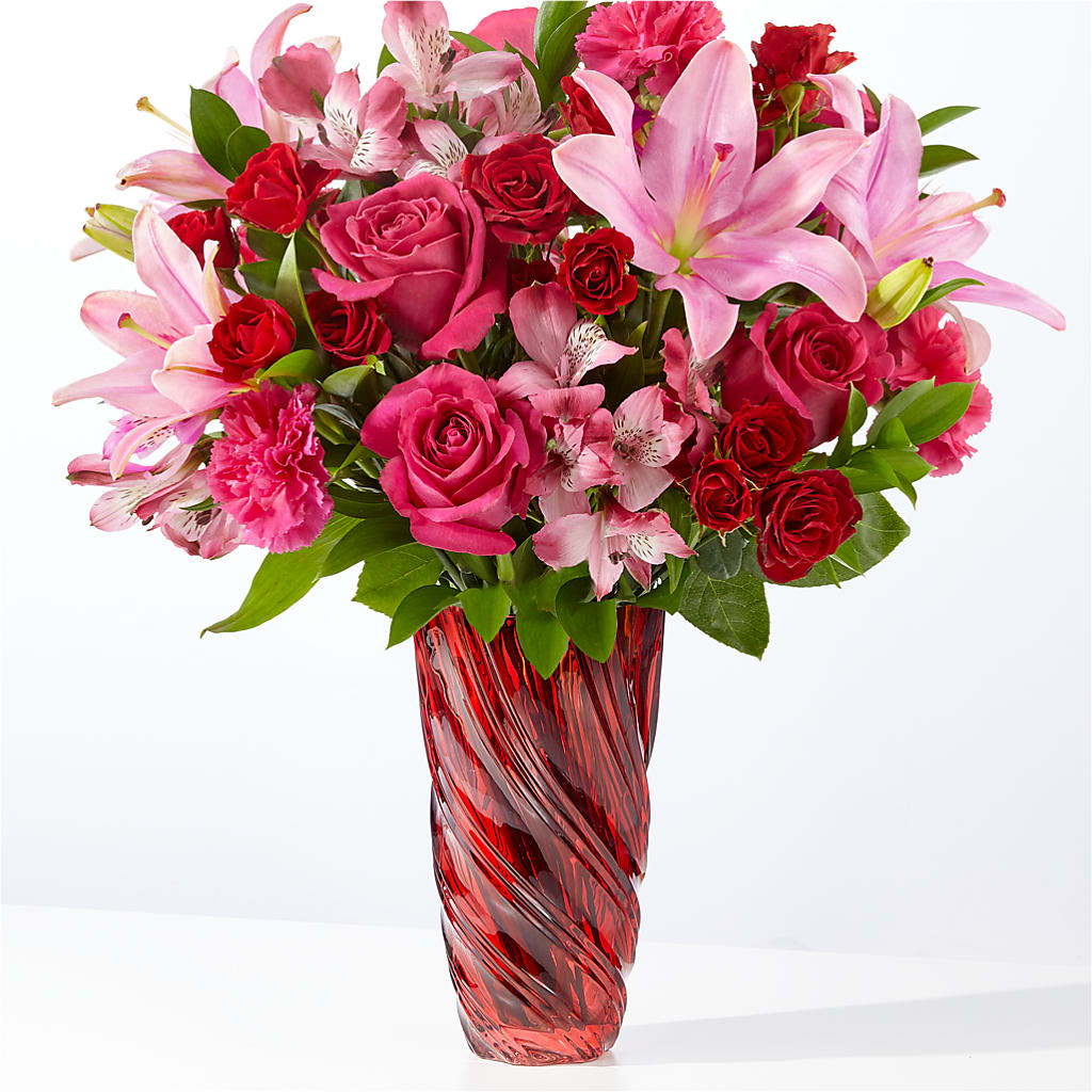 In Love Bouquet with Luxe Swirl Vase – ANGELOS FLOWERS & GIFTS INC, Mississauga ON