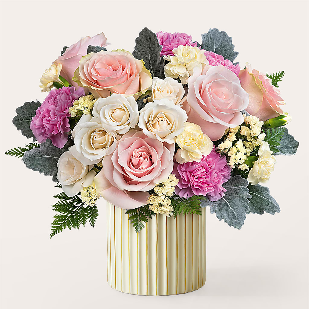 Blissful Moments Bouquet with Ivory Vase – ANGELOS FLOWERS & GIFTS INC, Mississauga ON