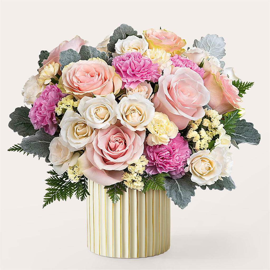 Blissful Moments Bouquet with Ivory Vase – ANGELOS FLOWERS & GIFTS INC, Mississauga ON