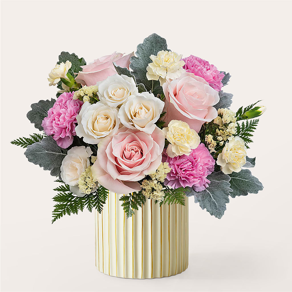 Blissful Moments Bouquet with Ivory Vase – ANGELOS FLOWERS & GIFTS INC, Mississauga ON