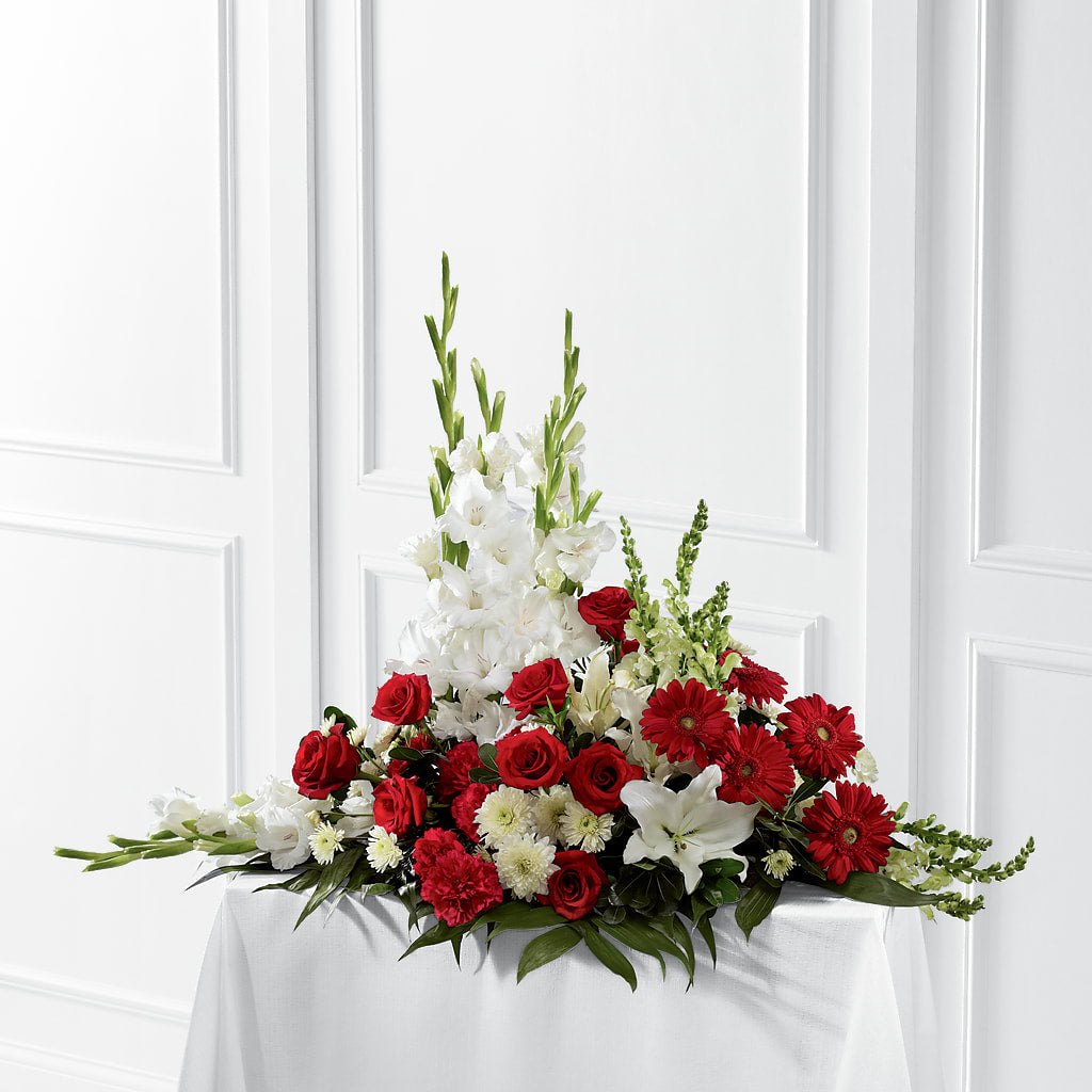 Crimson & White Arrangement – ANGELOS FLOWERS & GIFTS INC, Mississauga ON