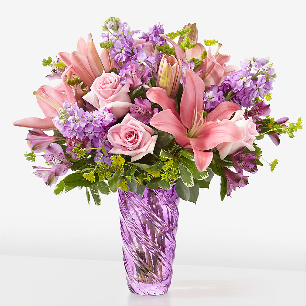 Precious Petals Bouquet with Luxe Swirl Vase – ANGELOS FLOWERS & GIFTS INC, Mississauga ON