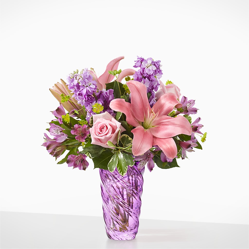 Precious Petals Bouquet with Luxe Swirl Vase – ANGELOS FLOWERS & GIFTS INC, Mississauga ON