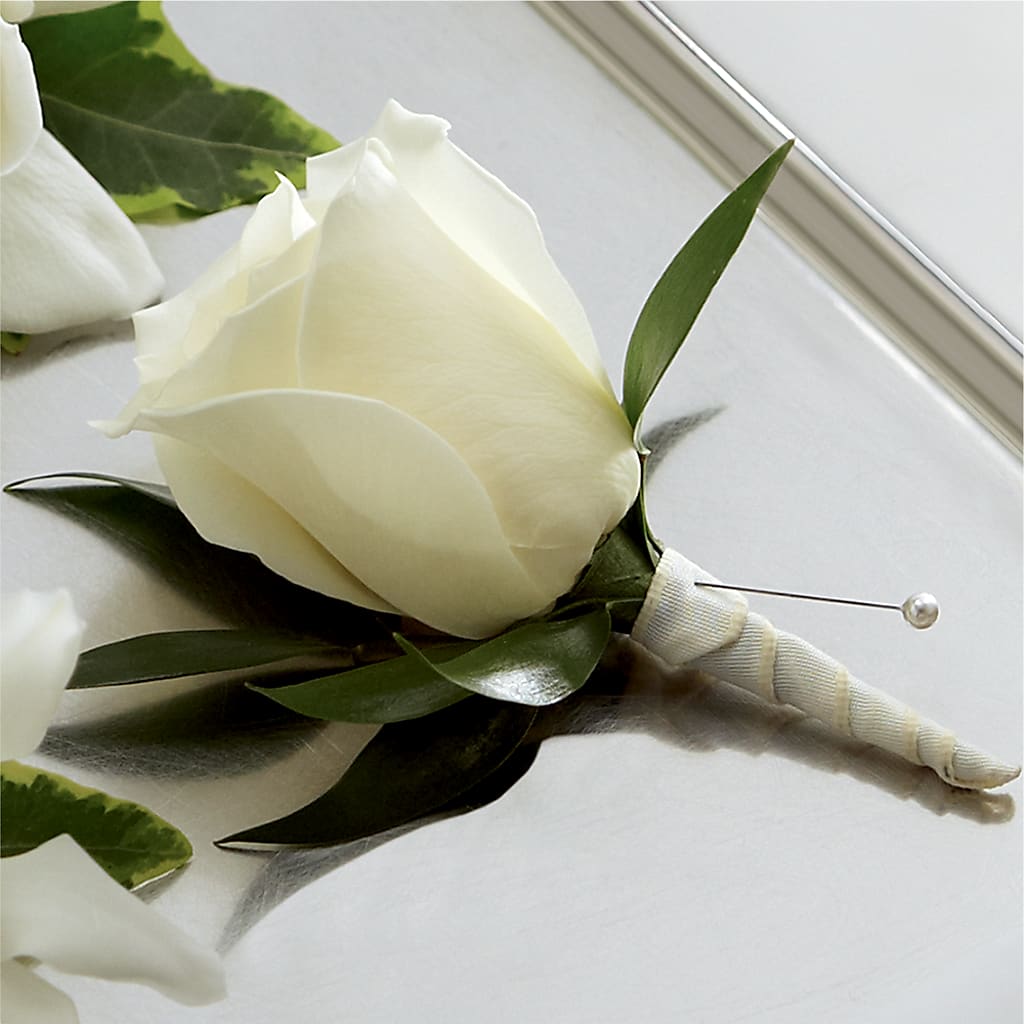 White Rose Boutonniere – ANGELOS FLOWERS & GIFTS INC, Mississauga ON