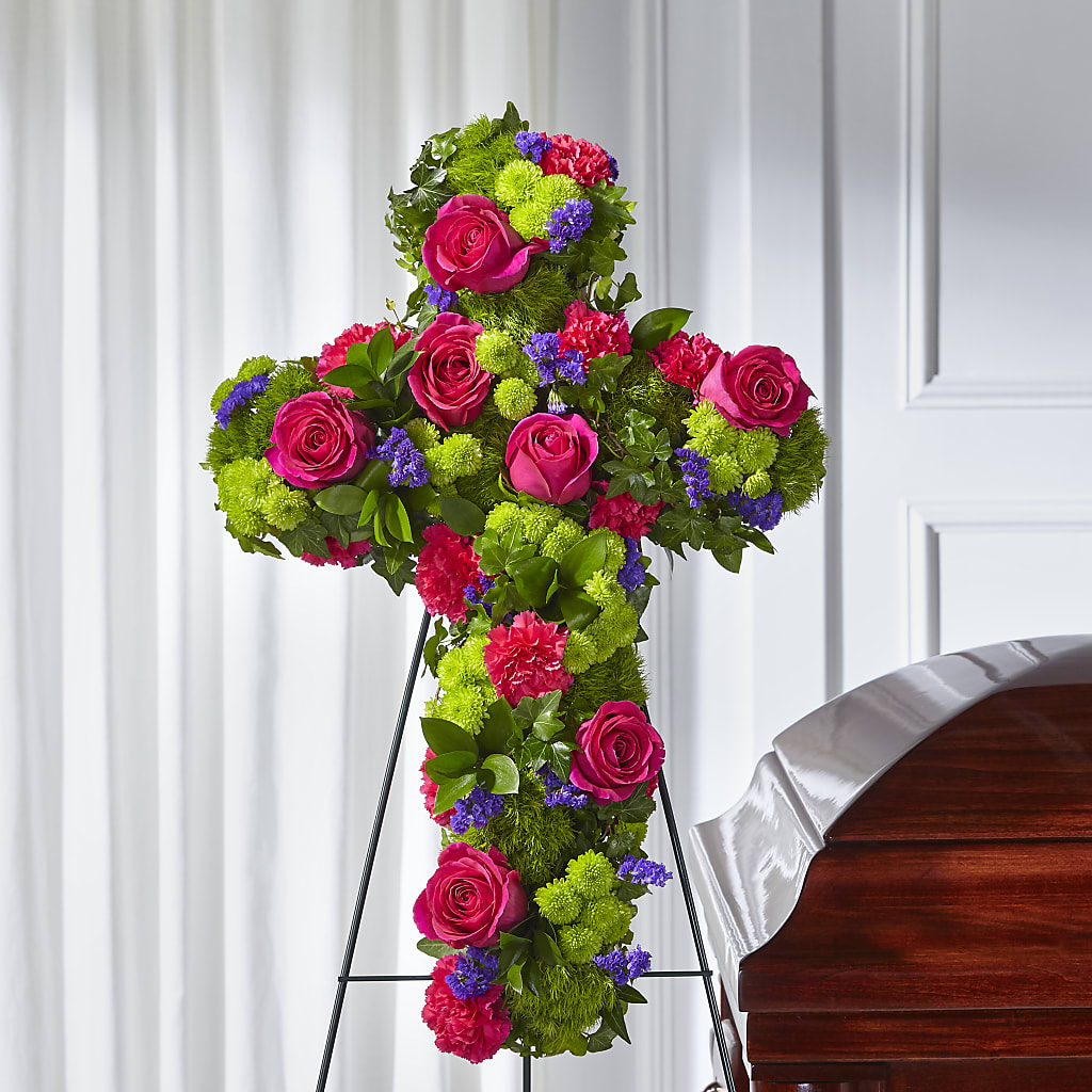 Tribute Rose Floral Cross – ANGELOS FLOWERS & GIFTS INC, Mississauga ON
