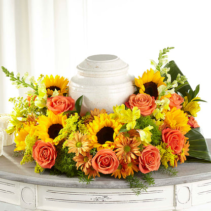 Faithful Sunflower Cremation Adornment – ANGELOS FLOWERS & GIFTS INC, Mississauga ON