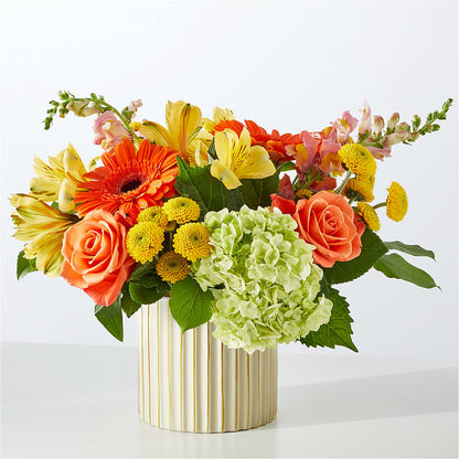 Autumn Sunshine Bouquet with Ivory Vase – ANGELOS FLOWERS & GIFTS INC, Mississauga ON
