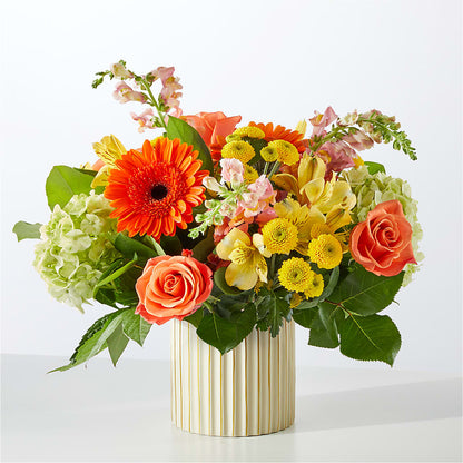 Autumn Sunshine Bouquet with Ivory Vase – ANGELOS FLOWERS & GIFTS INC, Mississauga ON