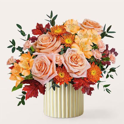 Spiced Latte Bouquet with Ivory Vase – ANGELOS FLOWERS & GIFTS INC, Mississauga ON