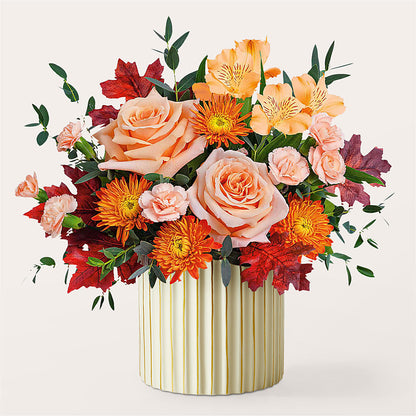 Spiced Latte Bouquet with Ivory Vase – ANGELOS FLOWERS & GIFTS INC, Mississauga ON